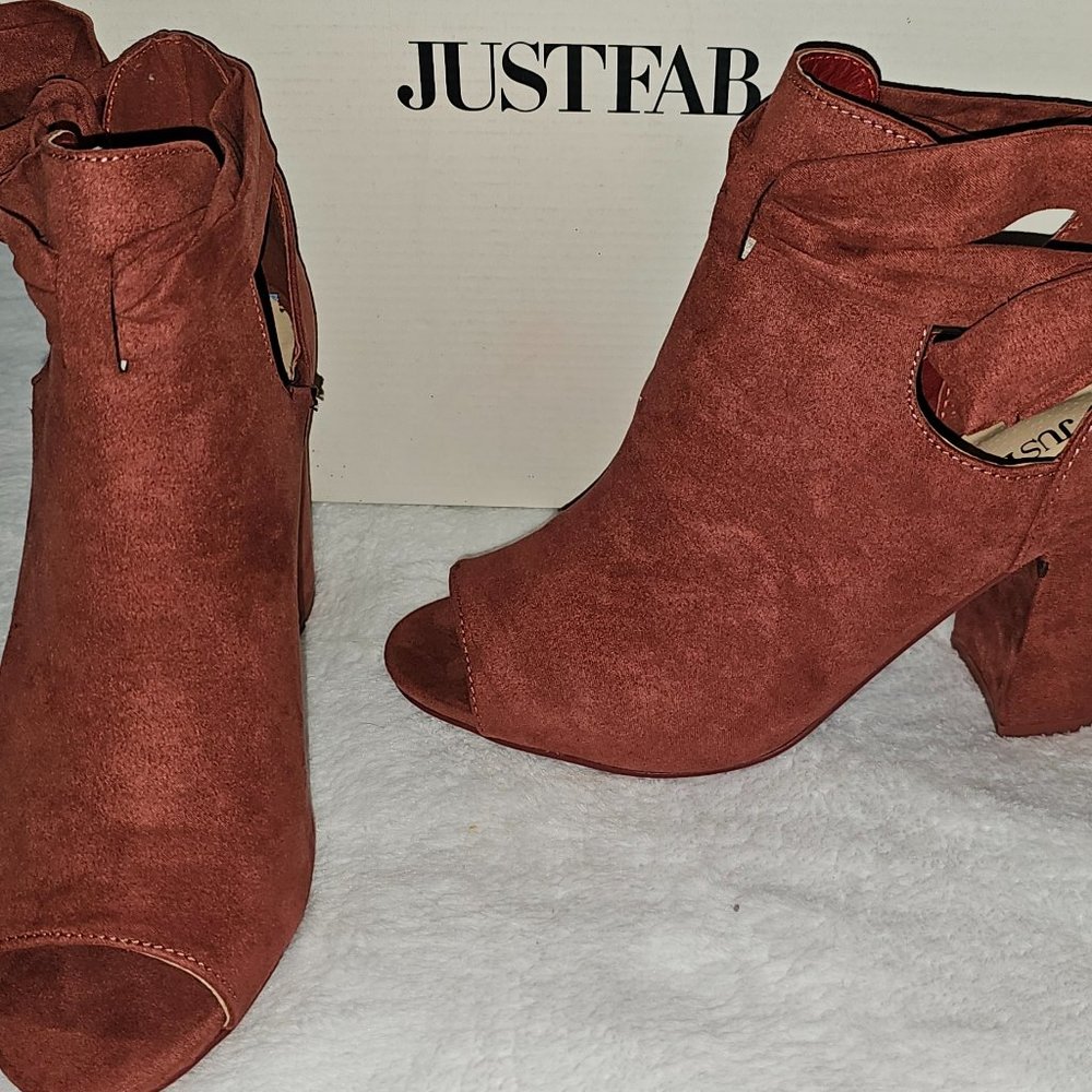JUSTFAB  Bowa Tie Back Open Toe Bootie (New in Box)